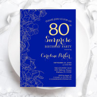 Royal Blue Gold Surprise 80th Birthday Party