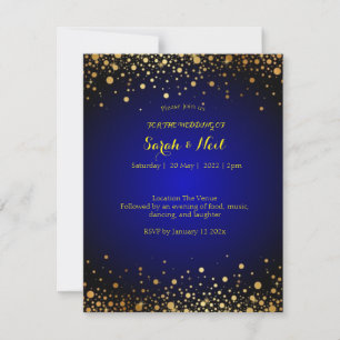 Royal Blue Gold  Wedding Invitation
