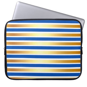 ROYAL BLUE GOLD WHITE SHINY STRIPES LAPTOP SLEEVE