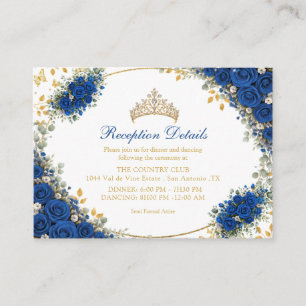 Royal Blue Golden Butterflies Quinceañera Enclosure Card