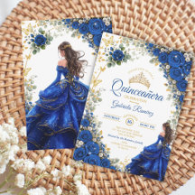 Royal Blue Golden Butterflies Quinceañera