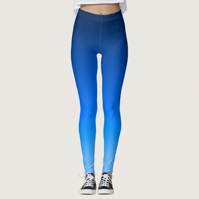 Royal Blue Gradient Modern Ombre Athletic Leggings (Front)