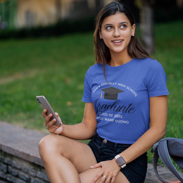 Royal Blue Graduate Custom 2025 School Graduation T-Shirt (Creator Uploaded)