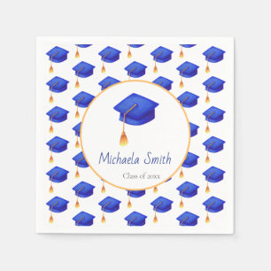 Royal Blue Graduation Cap Personalised Graduation Napkin