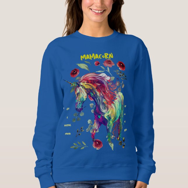 (Royal Blue) Green) Mama Unicorn  Sweatshirt (Front)