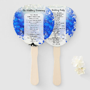Royal Blue Heart Leaf Tree Wedding Program Fan