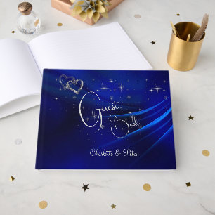 Royal Blue Hearts and Stars Wedding Guest Book