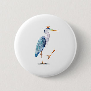 Royal Blue Heron 6 Cm Round Badge