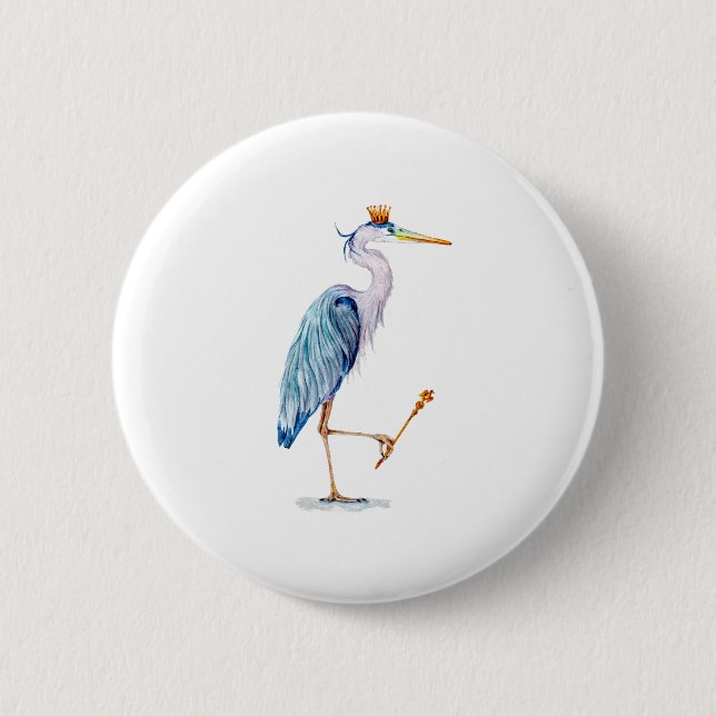 Royal Blue Heron 6 Cm Round Badge (Front)