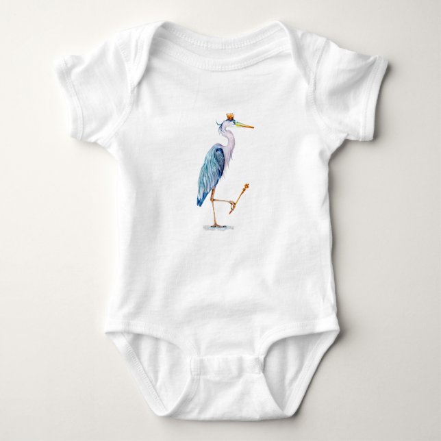 Royal Blue Heron Baby Bodysuit (Front)
