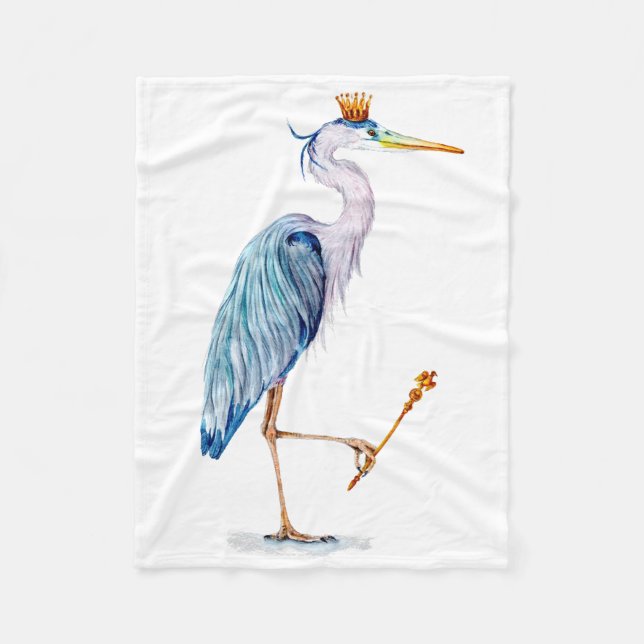 Royal Blue Heron Fleece Blanket (Front)