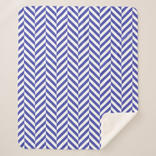 Royal Blue Herringbone Chevron Pattern Sherpa Blanket