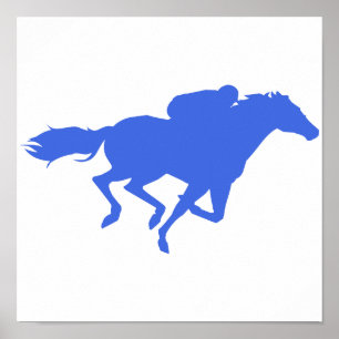Royal Blue Horse Racing Poster