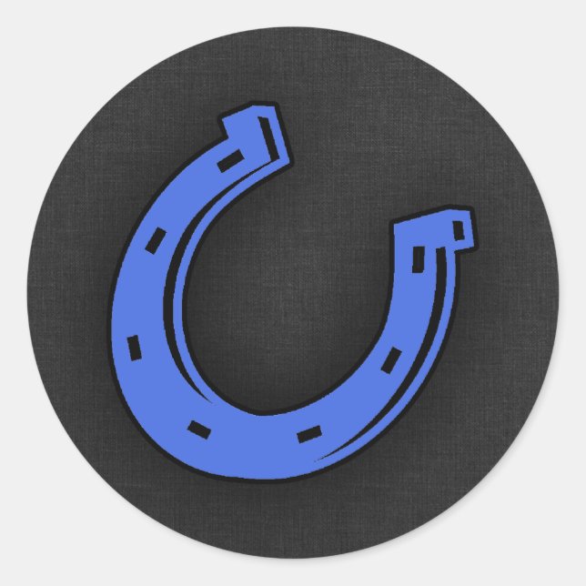Royal Blue Horseshoe Classic Round Sticker (Front)