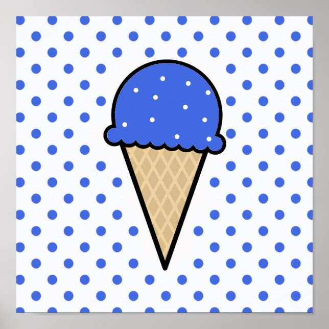 Royal Blue Ice Cream Cone Poster (Front)