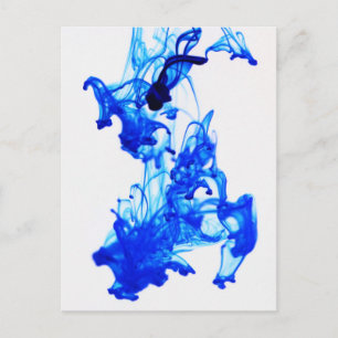 Royal Blue Ink Drop Macro Photography Postcard