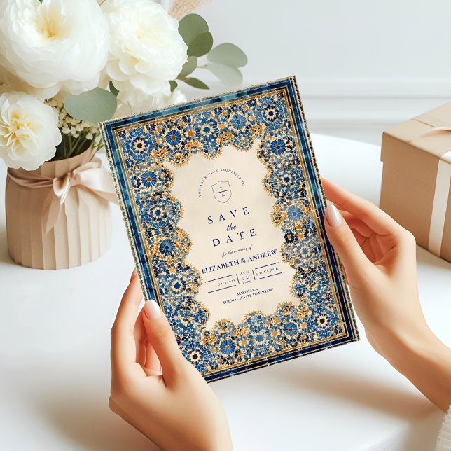 Royal Blue Islamic Wedding Save The Date (Creator Uploaded)
