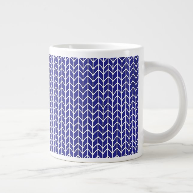 ROYAL BLUE KNIT Big White Mug (Right)