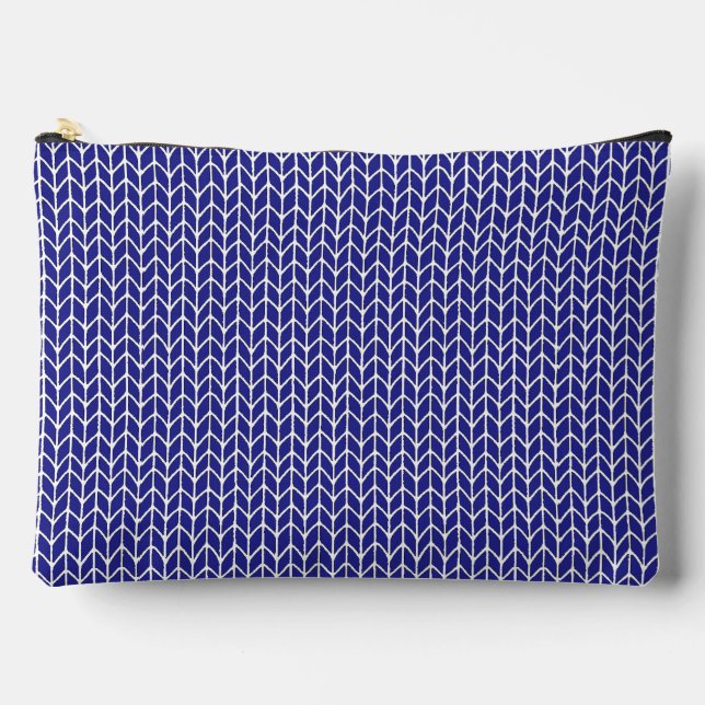 ROYAL BLUE KNIT Large Accessory Pouch (Front)