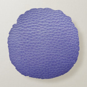 Royal Blue Leather Look Print Round Pillow