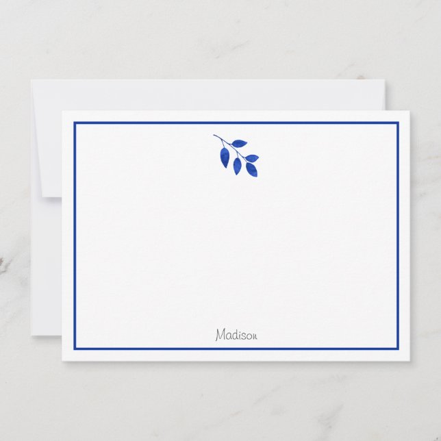Royal Blue Leaves Card (Front)