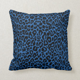 Royal Blue Leopard Print Cushion