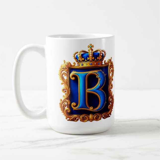 Royal Blue Letter B Monogram Coffee Mug (Left)