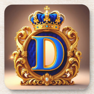 Royal Blue Letter D Monogram Coaster
