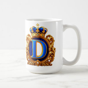 Royal Blue Letter D Monogram Coffee Mug