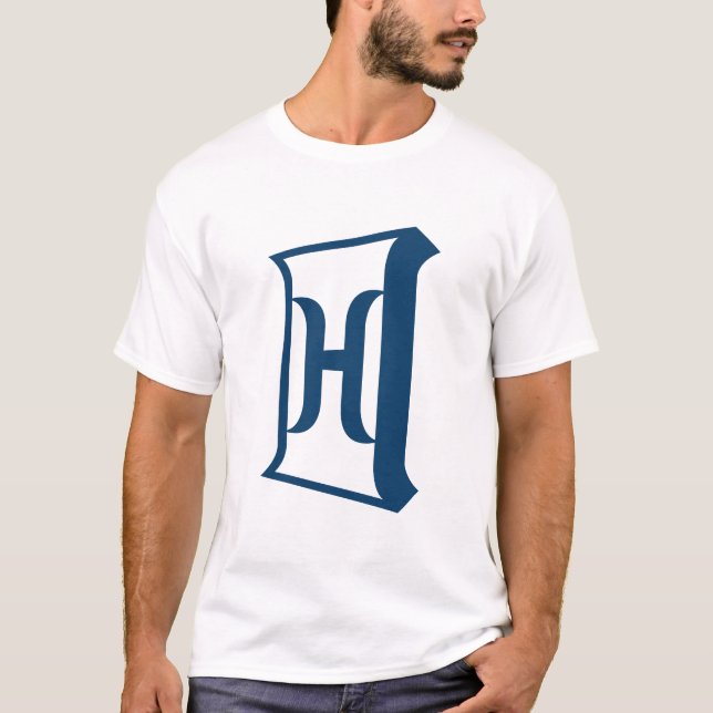 Royal Blue Letter H Elegant Initial Monogram T-Shirt (Front)