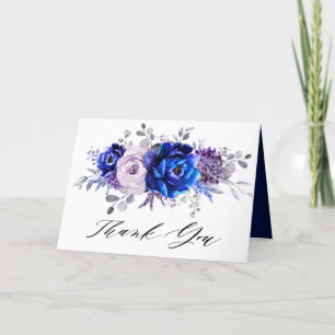 Royal Blue Lilac Purple Bridal Shower Thank You Card