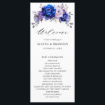Royal Blue Lilac Purple Floral Wedding Programme<br><div class="desc">Elegant royal blue lilac lavender floral theme wedding program featuring elegant bouquet of royal blue,  Navy,  silver,  lilac colour rose flowers buds and sage green eucalyptus leaves. Please contact me for any help in customisation or if you need any other product with this design.</div>