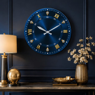 Royal Blue Luxury Crystal Accents Large Clock