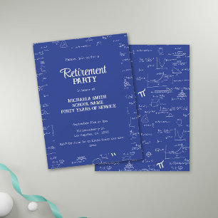 Royal Blue Math Teacher Retirement Party Invitation
