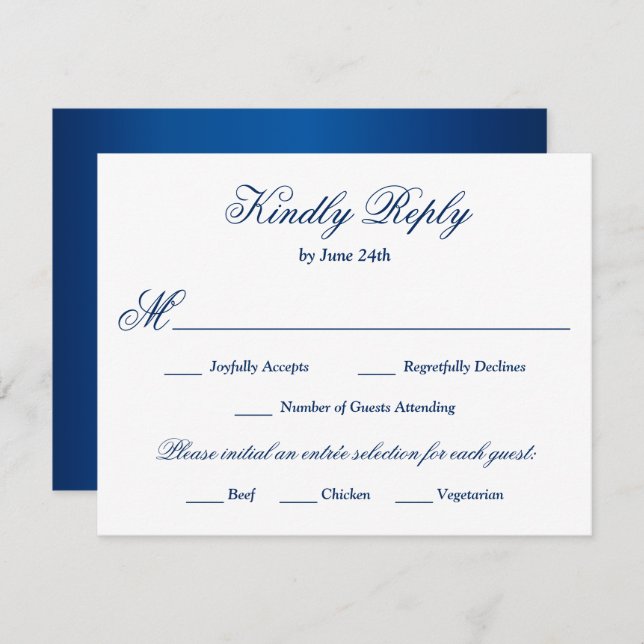 Royal Blue Meal Choice RSVP Card (Front/Back)