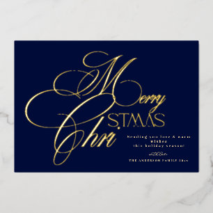 Royal BLue Merry Christmas Foil Holiday Card