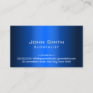 Royal Blue Metal DJ Music Business Card