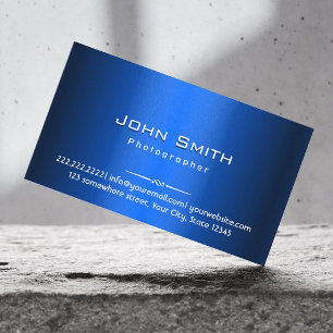 Royal Blue Metal Photographer Business Card