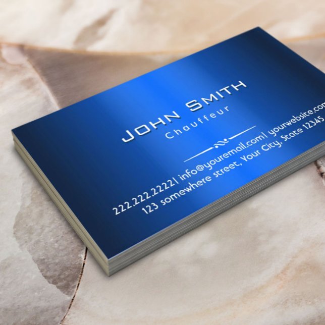 Royal Blue Metallic Chauffeur Driver Business Card (Creator Uploaded)