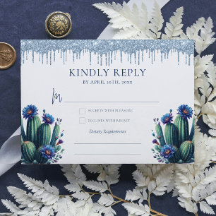 Royal Blue Mexican Style Quinceañera Rsvp Enclosure Card