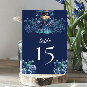 Royal Blue Mexican Style Quinceañera Table Number