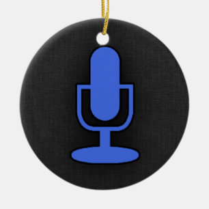 Royal Blue Microphone Ceramic Tree Decoration