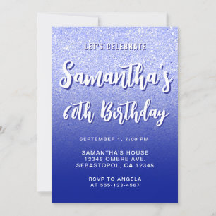 Royal Blue Modern Gradient 60th Birthday Invitation