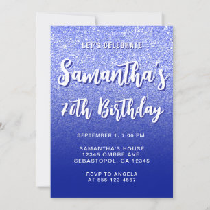 Royal Blue Modern Gradient 70th Birthday Invitation