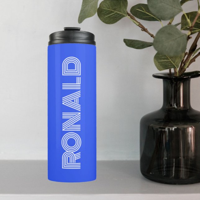 Royal Blue Modern Typography Personalised Thermal Tumbler (In Situ)