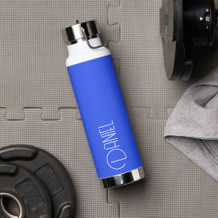 Royal Blue Modern Typography Personalised Water Bottle