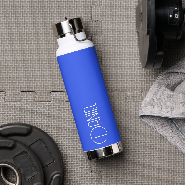 Royal Blue Modern Typography Personalised Water Bottle (Gym)