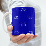 Royal blue monogram initials pattern coffee mug<br><div class="desc">A trendy royal blue background.  Personalise and add your monogram letters,  initials.  White letters.  The monogram as a background pattern.</div>