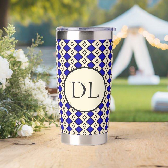 Royal Blue Monogram Insulated Tumbler (Wedding)