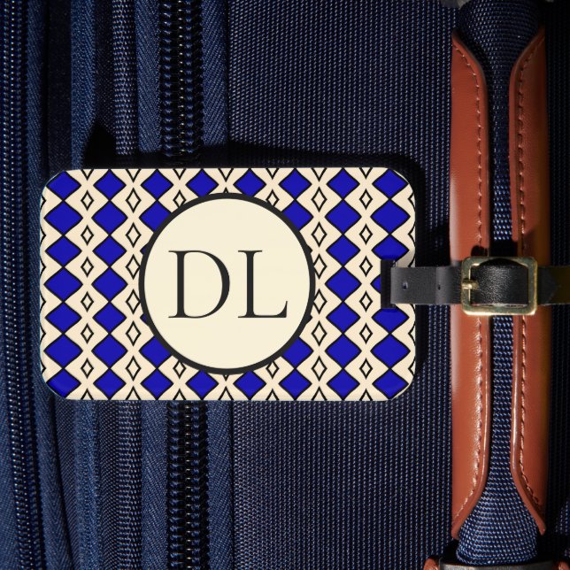Royal Blue Monogram Luggage Tag (Front Insitu 4)